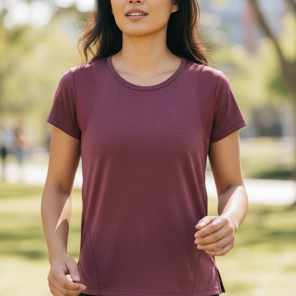 Tekgear Tops - Women's Athletic Burgundy Short Sleeve Top